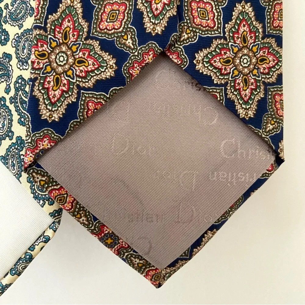 Lot of 4 Luxury Designer All Silk Ties Hardy Amies Christian Dior Paisley Formal